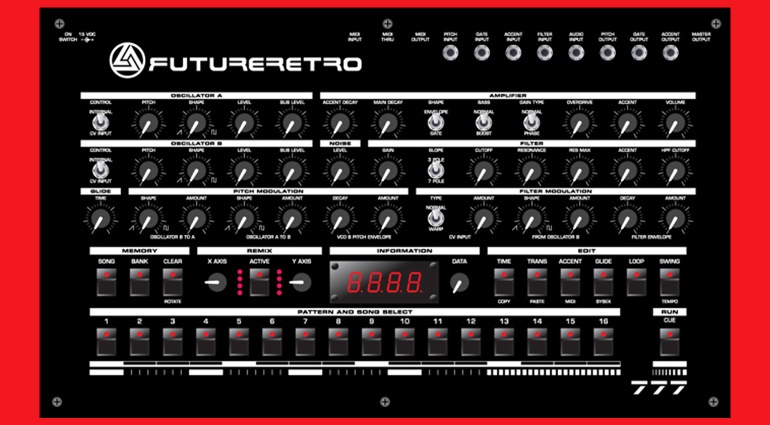 FutureRetro 777 тизер: крупный план панели управления кислотного секвенсора