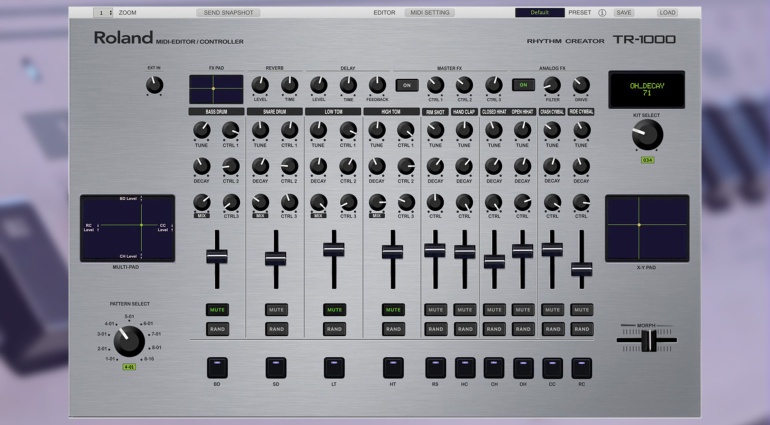 Редактор контроллер Momo Müller для Roland TR-1000 в виде плагина DAW