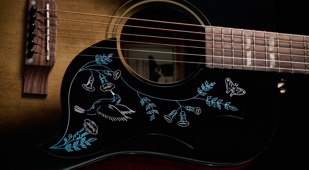 Фирменный пикгард гитары Epiphone Eric Church Hummingbird с акцентами Carolina Blue