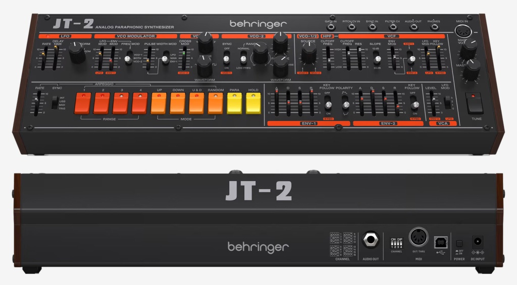 Behringer JT-2 передняя и задняя панели с разъёмами