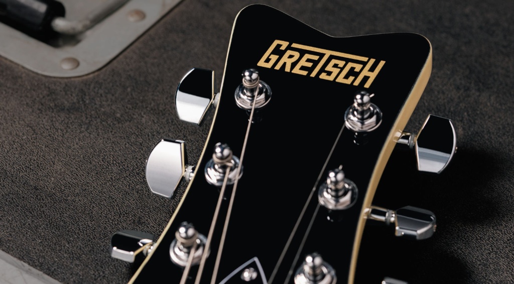 Головка грифа Split-V гитары Gretsch Streamliner CV крупным планом